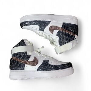 Nike Air Force 1’s High Tops All Sizes Luxe Black Crystals & Rose Gold New